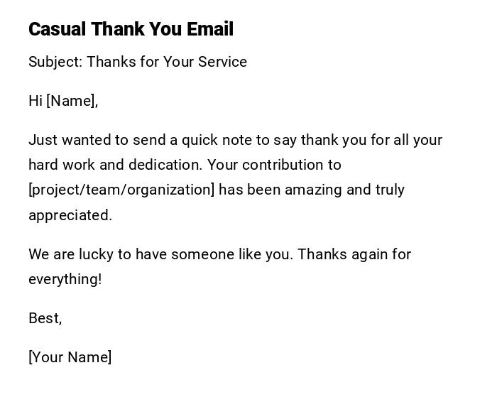 Casual Thank You Email Casual Thank You Email