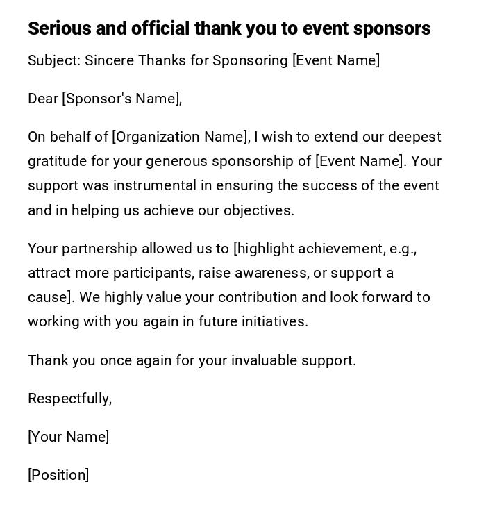 Serious and official thank you to event sponsors Serious and official thank you to event sponsors