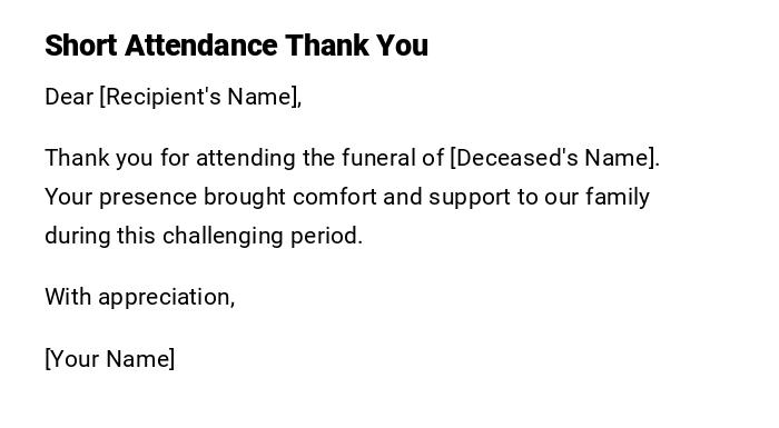 Short Attendance Thank You Short Attendance Thank You