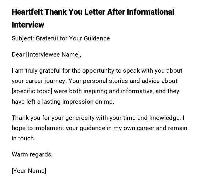 Heartfelt Thank You Letter After Informational Interview Heartfelt Thank You Letter After Informational Interview
