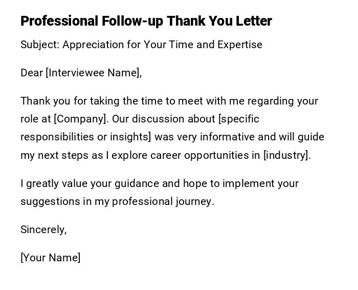 Professional Follow-up Thank You Letter Professional Follow-up Thank You Letter