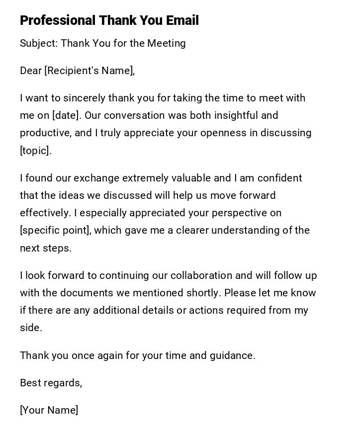 Professional Thank You Email Professional Thank You Email