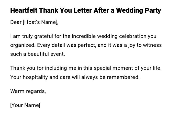 Heartfelt Thank You Letter After a Wedding Party Heartfelt Thank You Letter After a Wedding Party