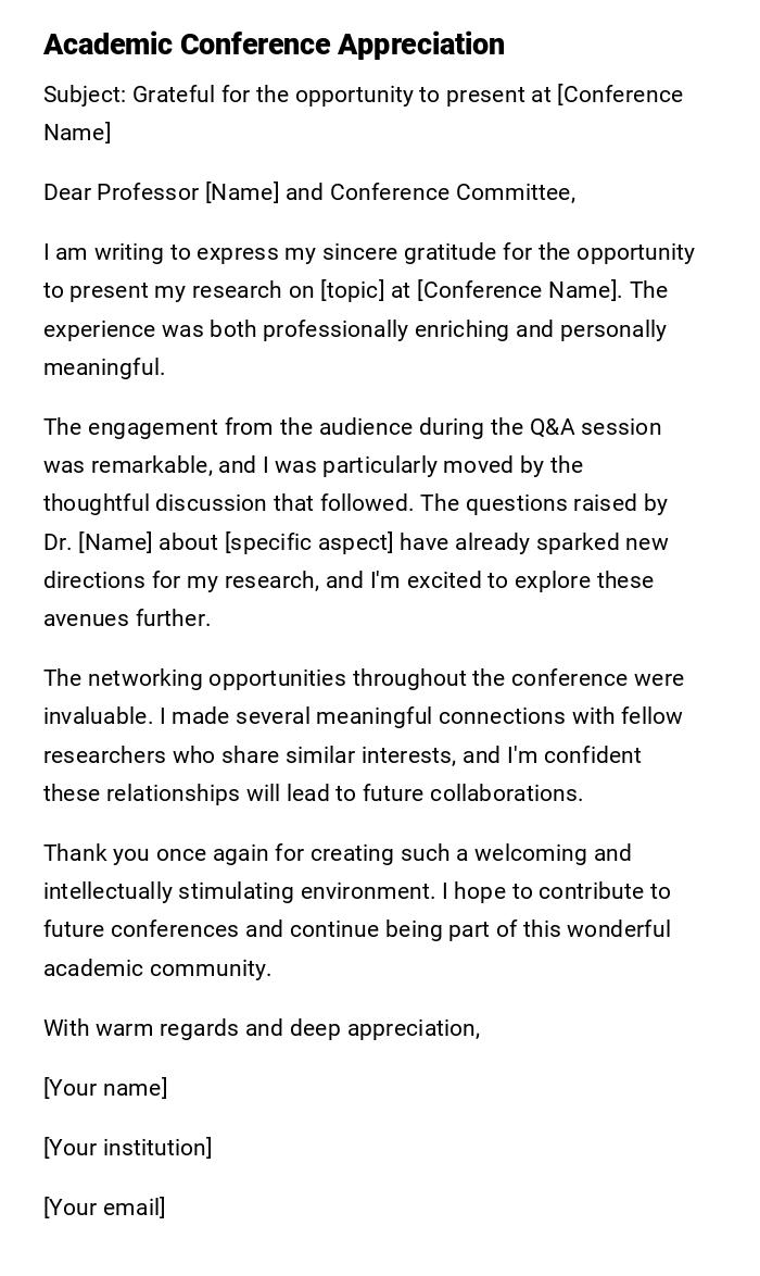 Academic Conference Appreciation Academic Conference Appreciation