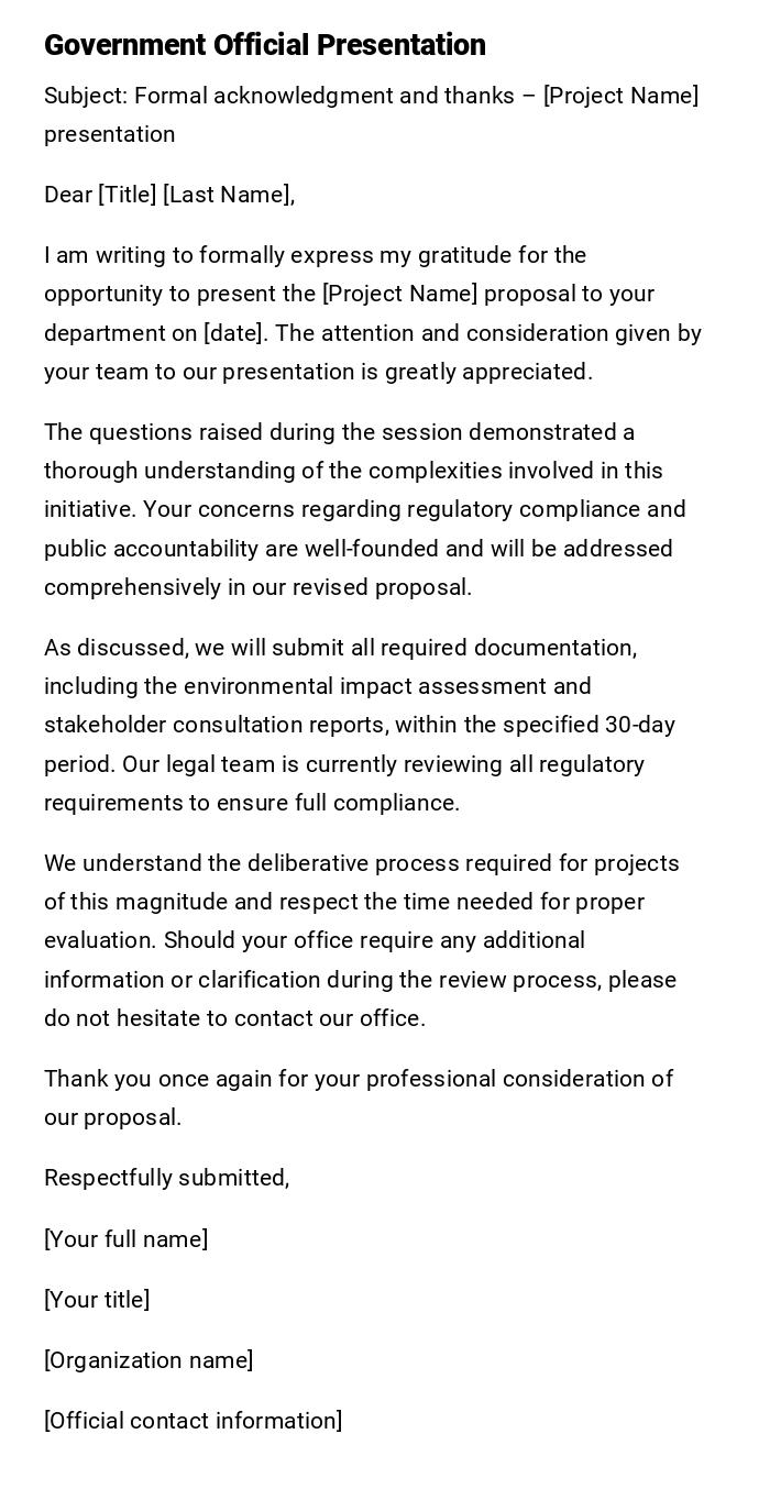 Government Official Presentation Government Official Presentation