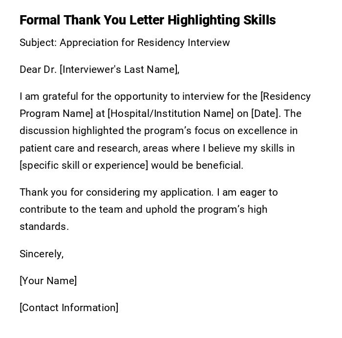 Formal Thank You Letter Highlighting Skills Formal Thank You Letter Highlighting Skills