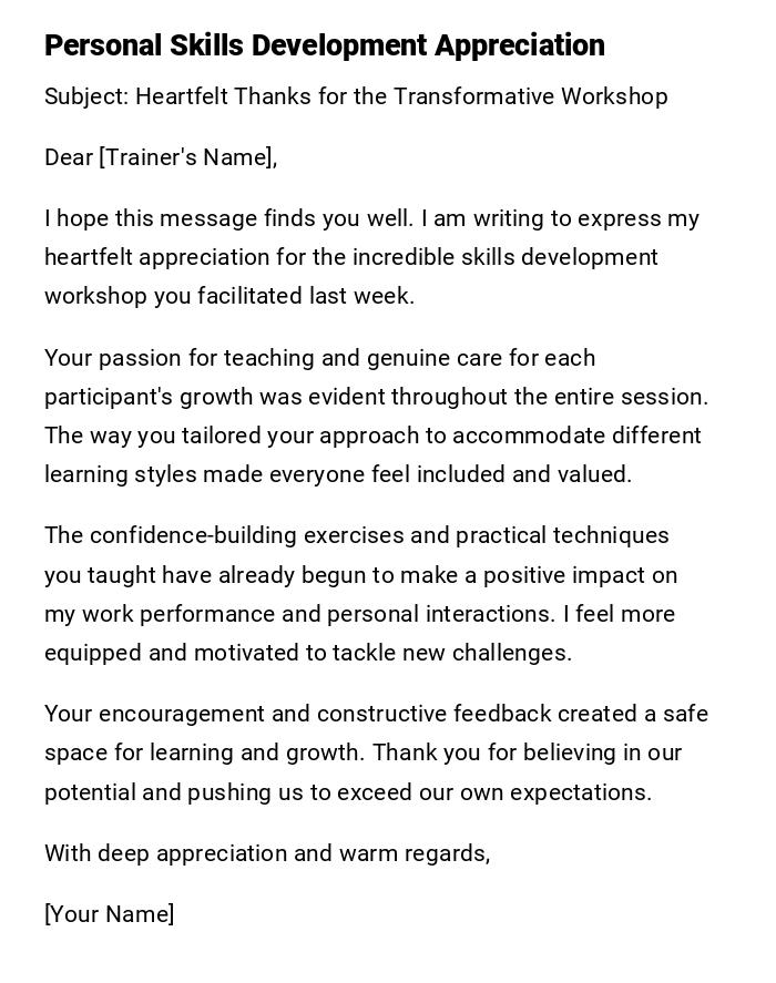 Personal Skills Development Appreciation Personal Skills Development Appreciation