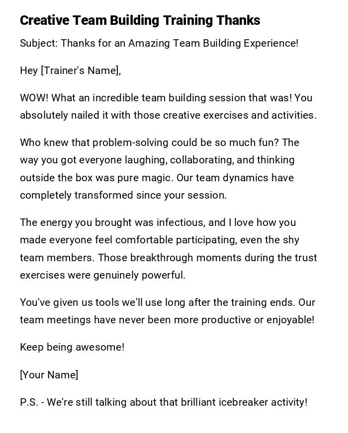Creative Team Building Training Thanks Creative Team Building Training Thanks