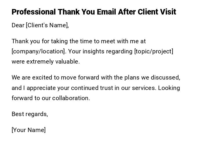 Professional Thank You Email After Client Visit Professional Thank You Email After Client Visit