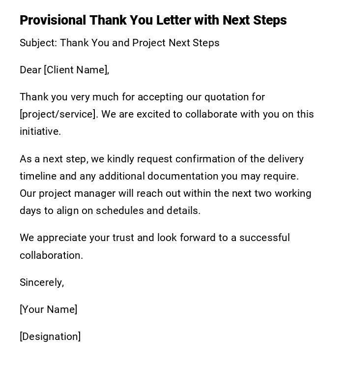 Provisional Thank You Letter with Next Steps