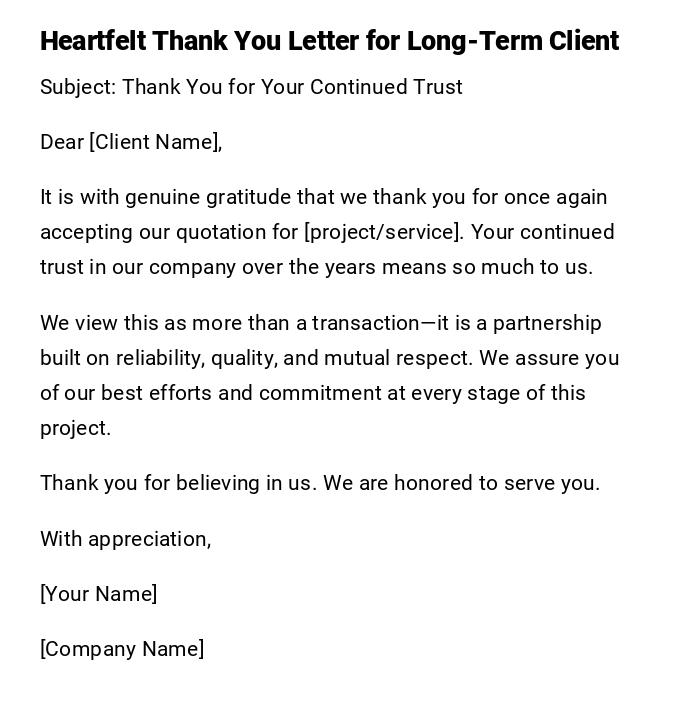 Heartfelt Thank You Letter for Long-Term Client