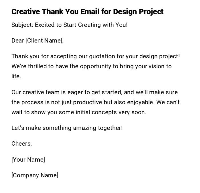 Creative Thank You Email for Design Project