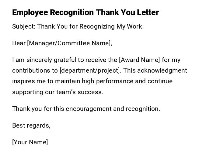 Employee Recognition Thank You Letter Employee Recognition Thank You Letter