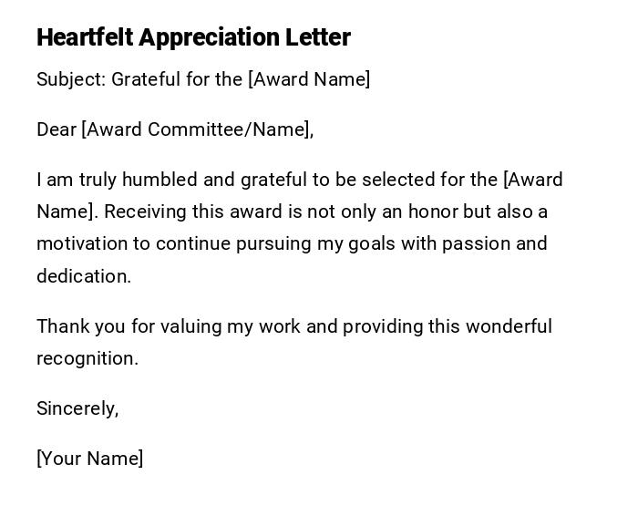Heartfelt Appreciation Letter Heartfelt Appreciation Letter
