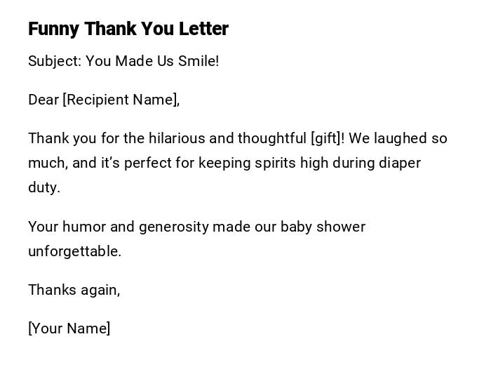 Funny Thank You Letter