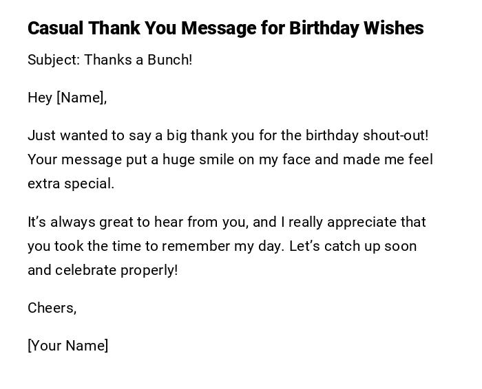 Casual Thank You Message for Birthday Wishes Casual Thank You Message for Birthday Wishes