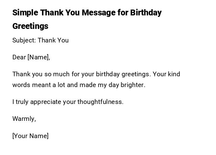 Simple Thank You Message for Birthday Greetings Simple Thank You Message for Birthday Greetings