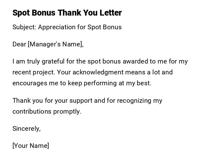 Spot Bonus Thank You Letter Spot Bonus Thank You Letter