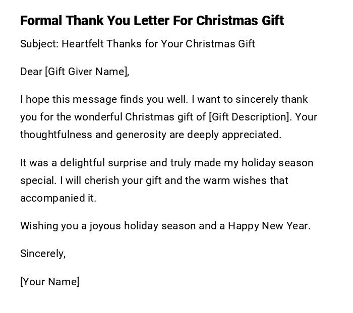 Formal Thank You Letter For Christmas Gift Formal Thank You Letter For Christmas Gift