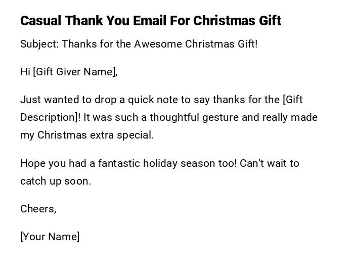 Casual Thank You Email For Christmas Gift Casual Thank You Email For Christmas Gift