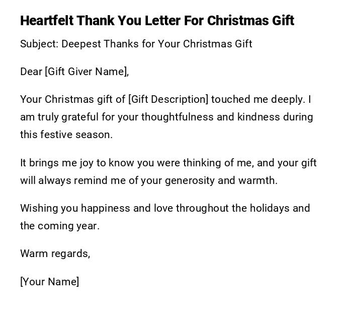 Heartfelt Thank You Letter For Christmas Gift Heartfelt Thank You Letter For Christmas Gift
