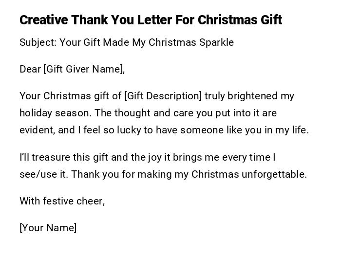Creative Thank You Letter For Christmas Gift Creative Thank You Letter For Christmas Gift