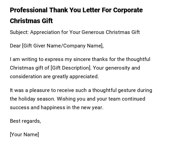 Professional Thank You Letter For Corporate Christmas Gift Professional Thank You Letter For Corporate Christmas Gift