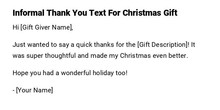 Informal Thank You Text For Christmas Gift Informal Thank You Text For Christmas Gift