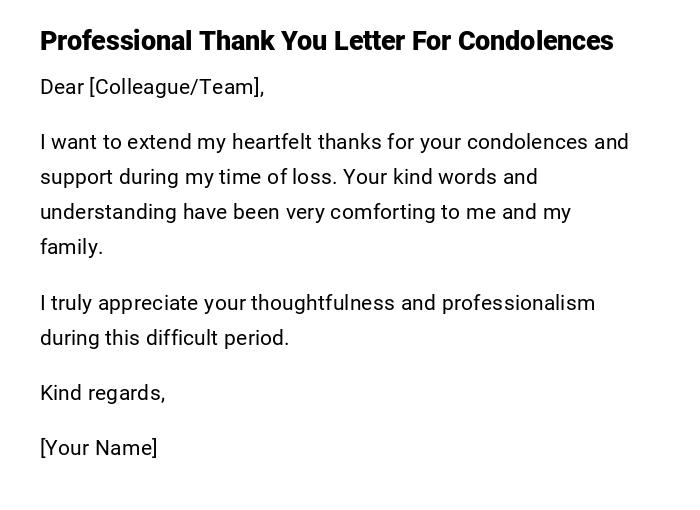 Professional Thank You Letter For Condolences Professional Thank You Letter For Condolences