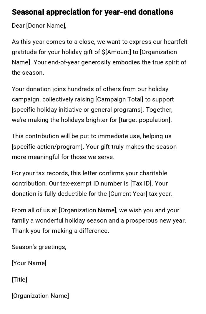 Seasonal appreciation for year-end donations Seasonal appreciation for year-end donations