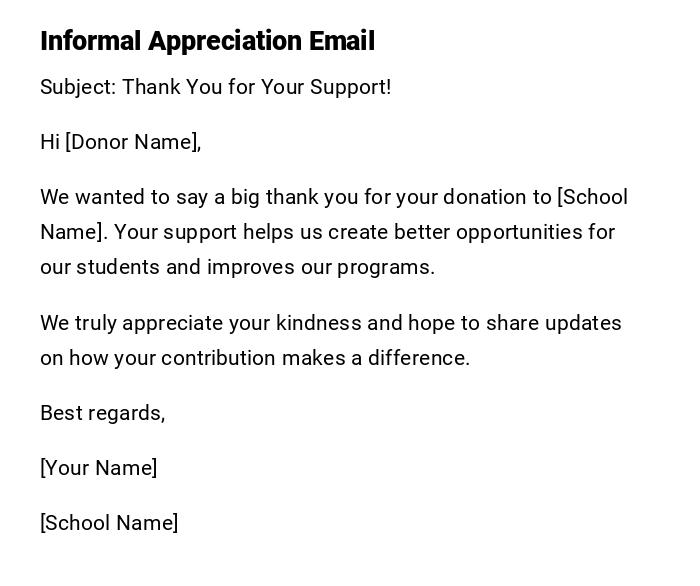 Informal Appreciation Email Informal Appreciation Email