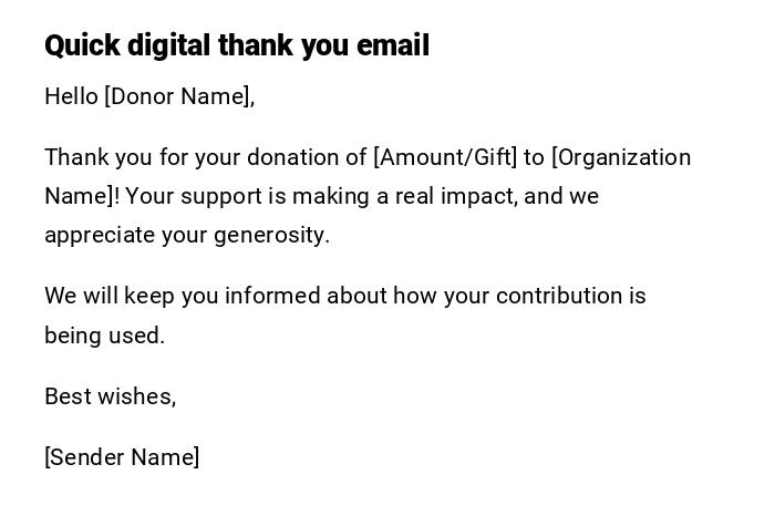Quick digital thank you email Quick digital thank you email