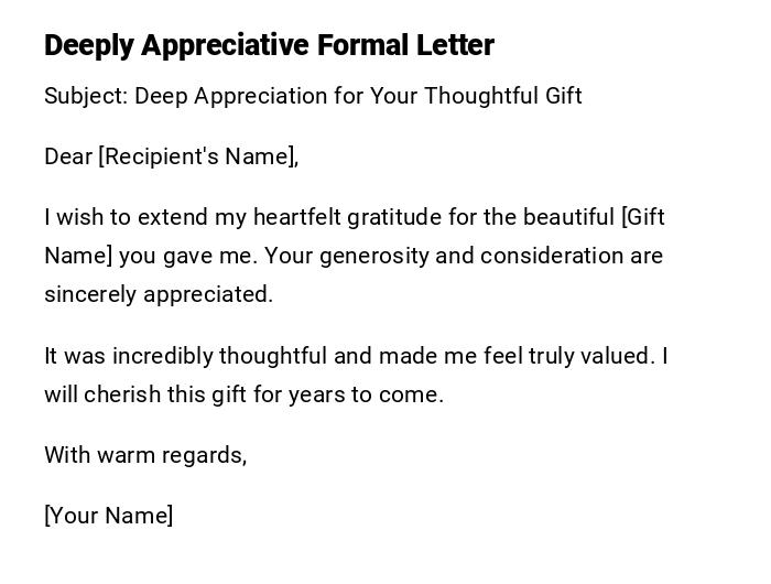 Deeply Appreciative Formal Letter Deeply Appreciative Formal Letter