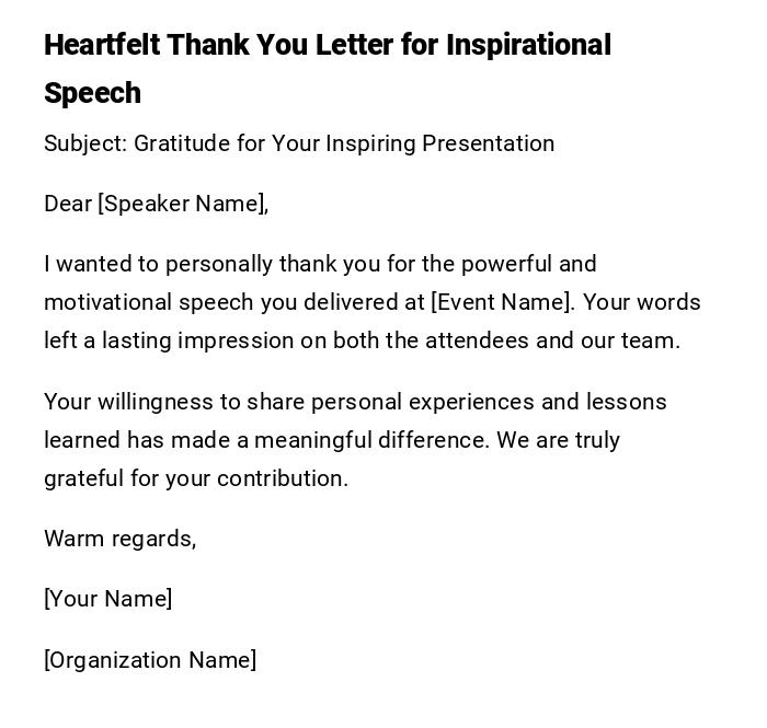 Heartfelt Thank You Letter for Inspirational Speech Heartfelt Thank You Letter for Inspirational Speech