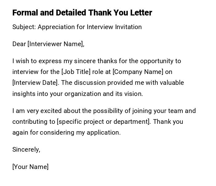 Formal and Detailed Thank You Letter Formal and Detailed Thank You Letter