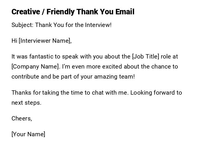 Creative / Friendly Thank You Email Creative / Friendly Thank You Email