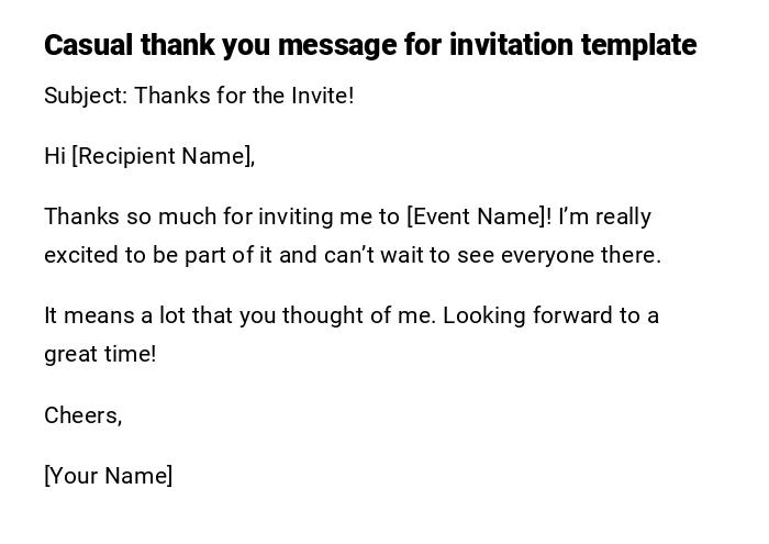 Casual thank you message for invitation template Casual thank you message for invitation template