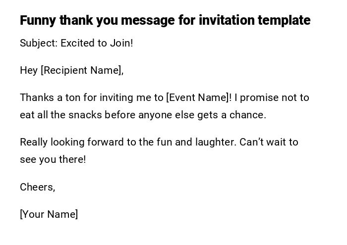 Funny thank you message for invitation template Funny thank you message for invitation template