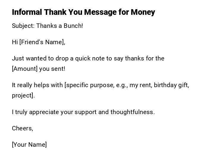 Informal Thank You Message for Money Informal Thank You Message for Money