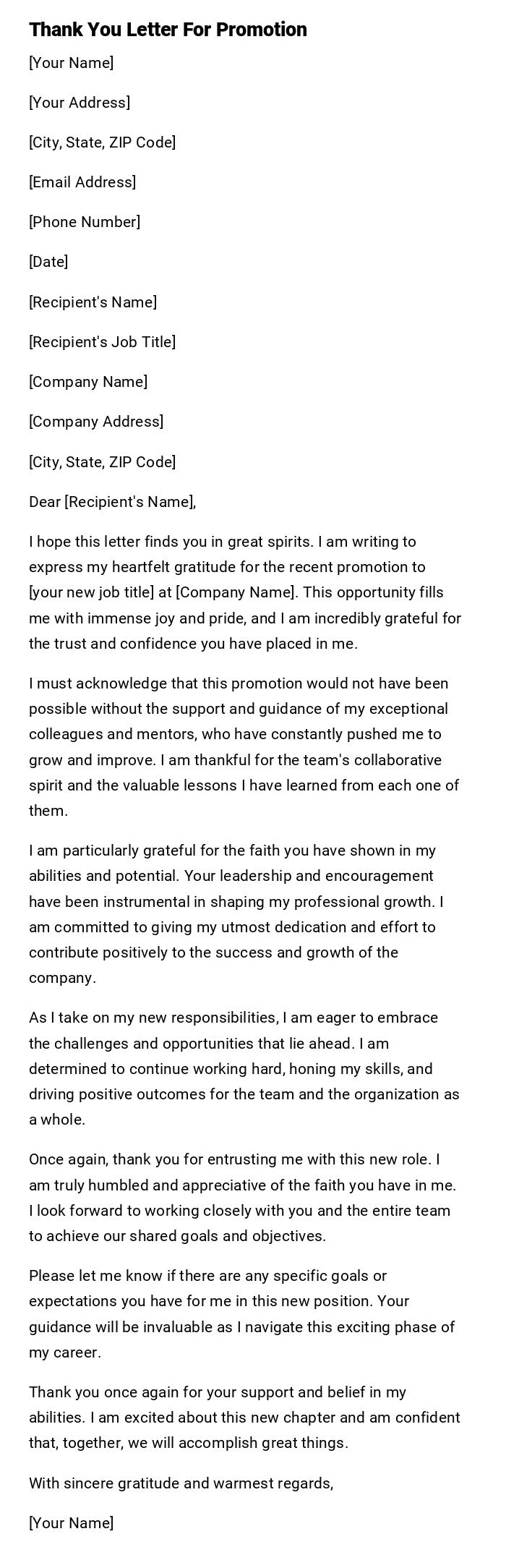 Thank You Letter For Promotion Thank You Letter For Promotion