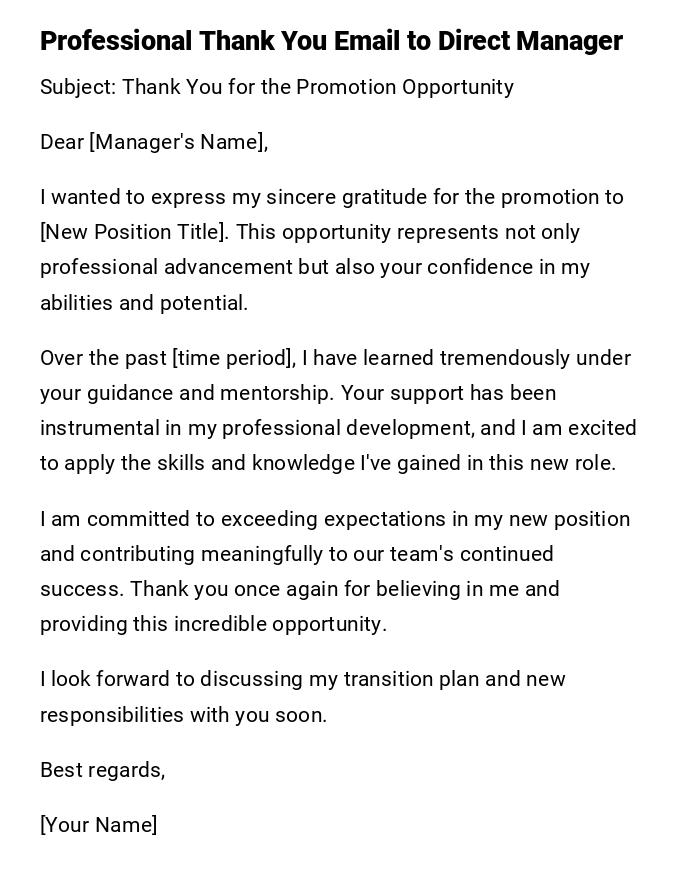 Professional Thank You Email to Direct Manager Professional Thank You Email to Direct Manager