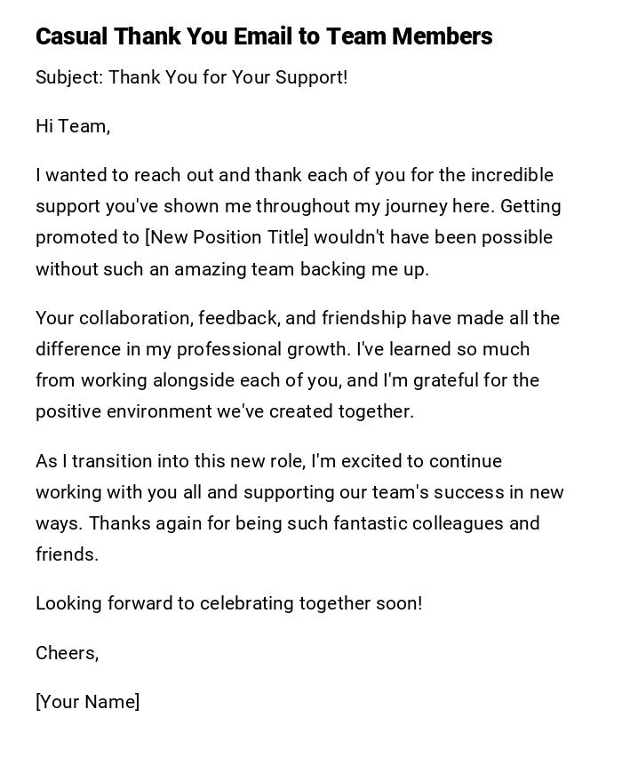 Casual Thank You Email to Team Members Casual Thank You Email to Team Members