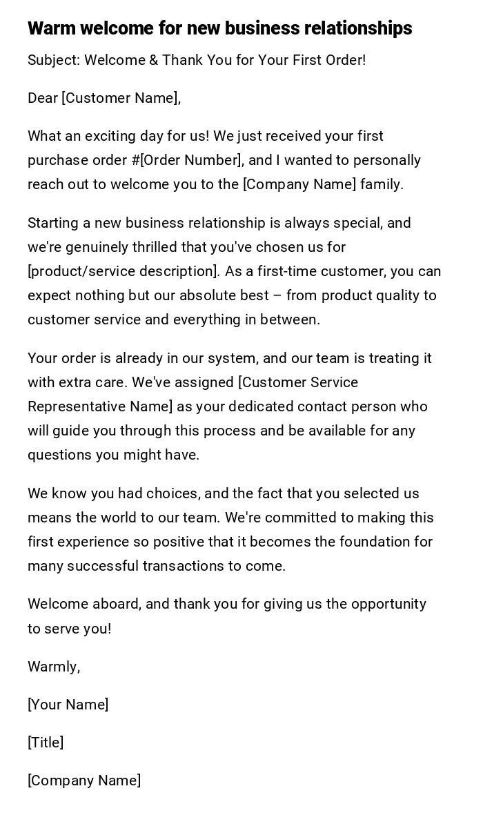 Warm welcome for new business relationships Warm welcome for new business relationships