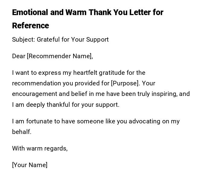 Emotional and Warm Thank You Letter for Reference Emotional and Warm Thank You Letter for Reference