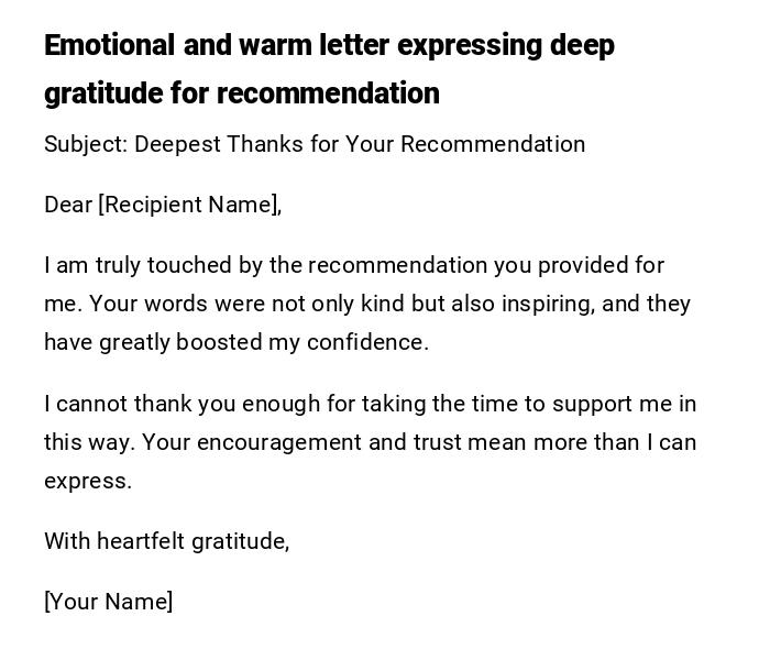 Emotional and warm letter expressing deep gratitude for recommendation Emotional and warm letter expressing deep gratitude for recommendation