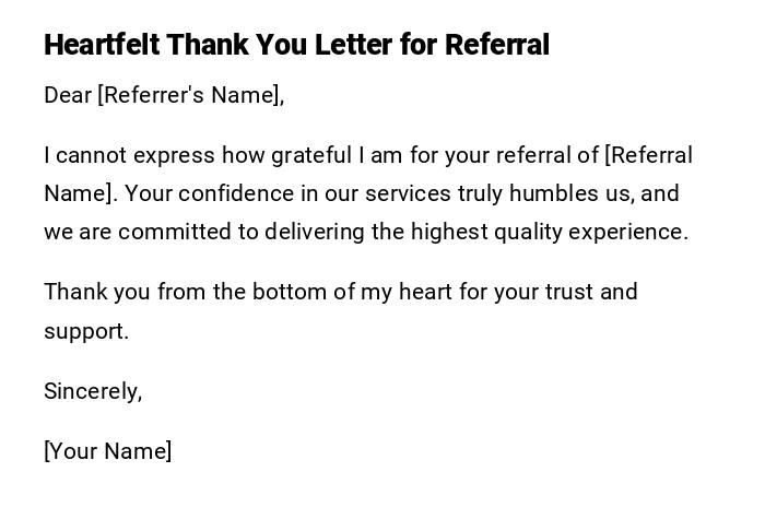Heartfelt Thank You Letter for Referral Heartfelt Thank You Letter for Referral