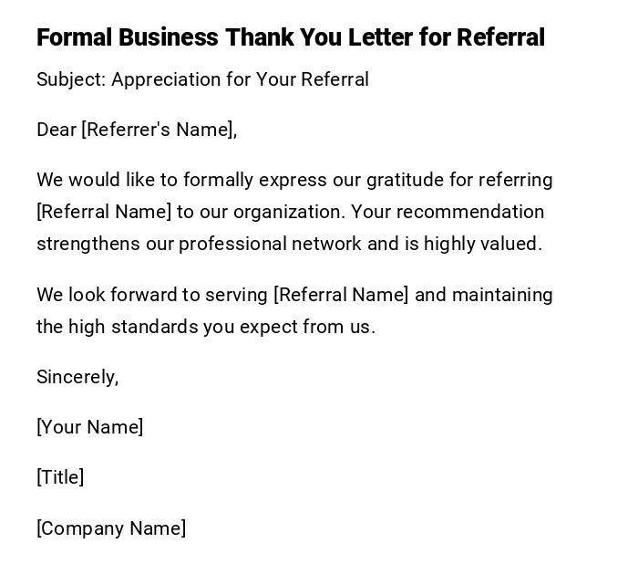 Formal Business Thank You Letter for Referral Formal Business Thank You Letter for Referral