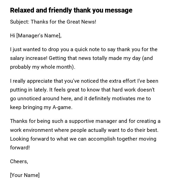 Relaxed and friendly thank you message Relaxed and friendly thank you message