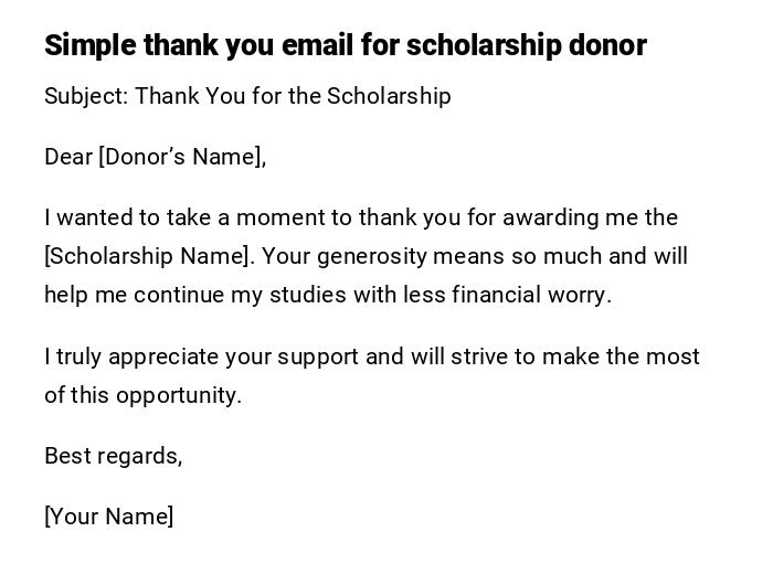 Simple thank you email for scholarship donor Simple thank you email for scholarship donor