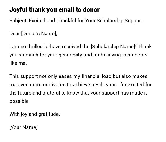 Joyful thank you email to donor Joyful thank you email to donor